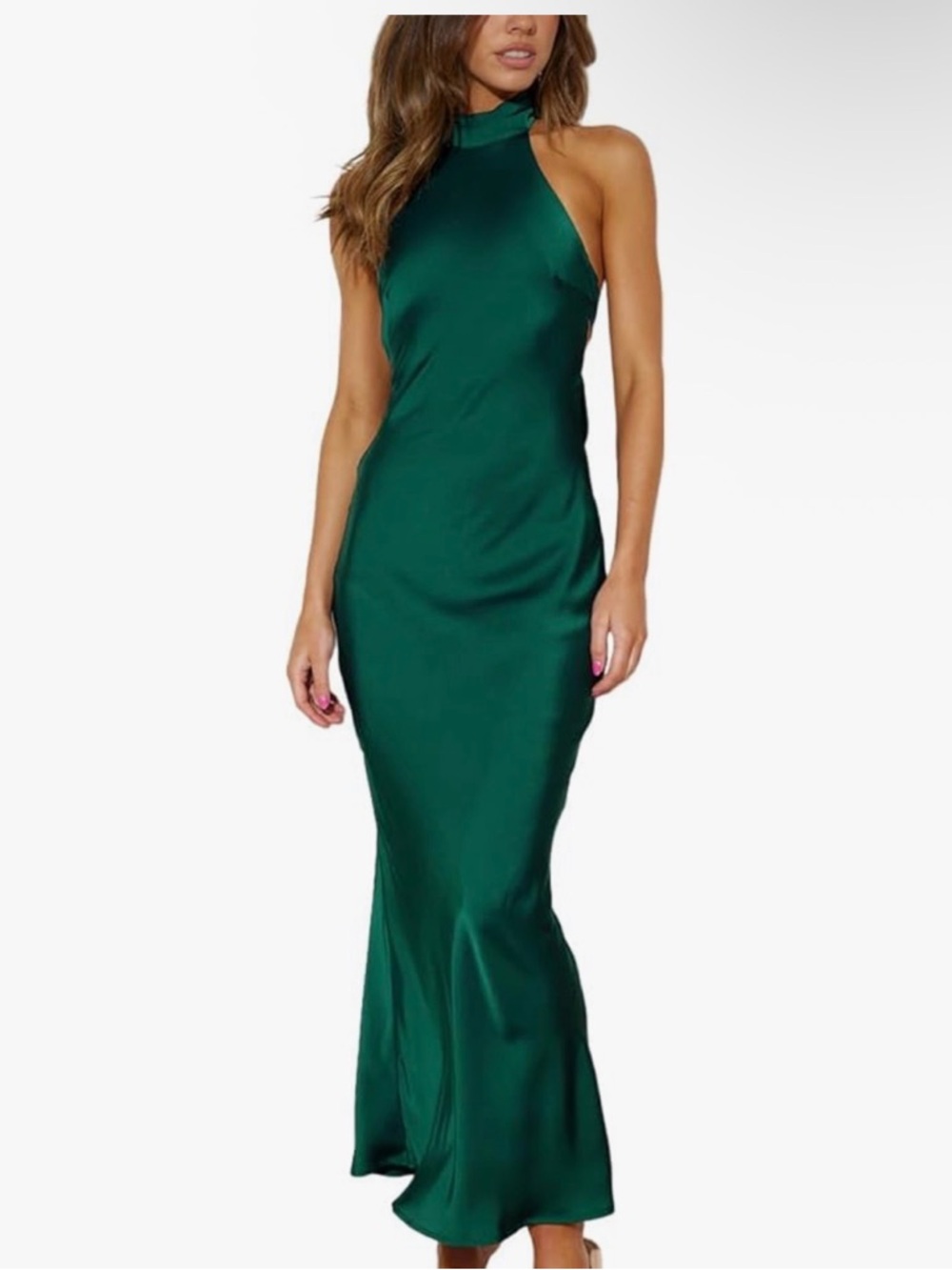 Halter Maxi Dress in Deep Emerald Green